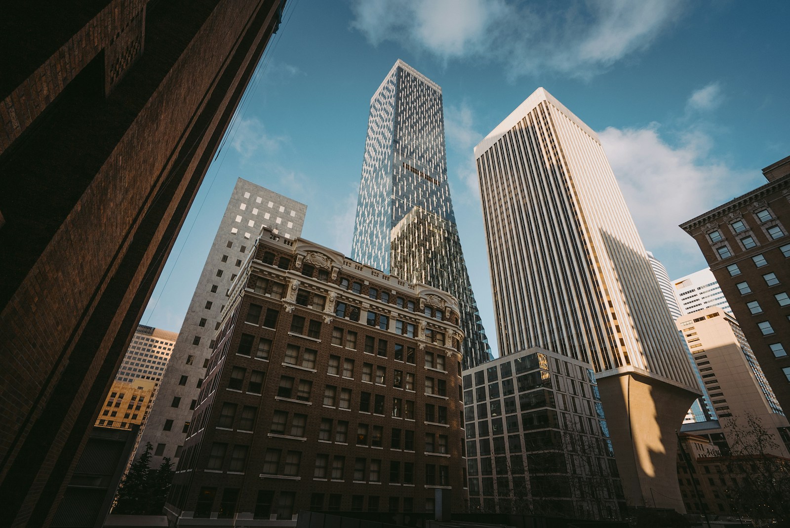 a group of tall buildings sitting next to each other